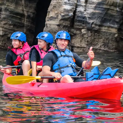 Happy Kayakers Floating Near the La Jolla Sea Caves