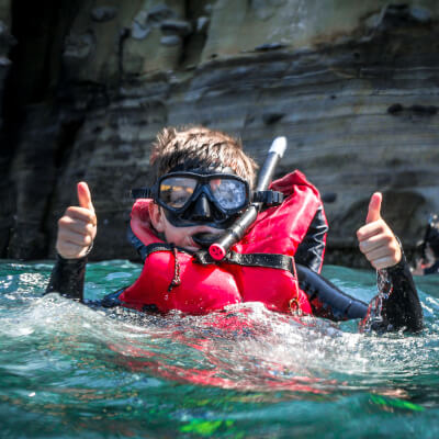 Young snorkeler in the ocean